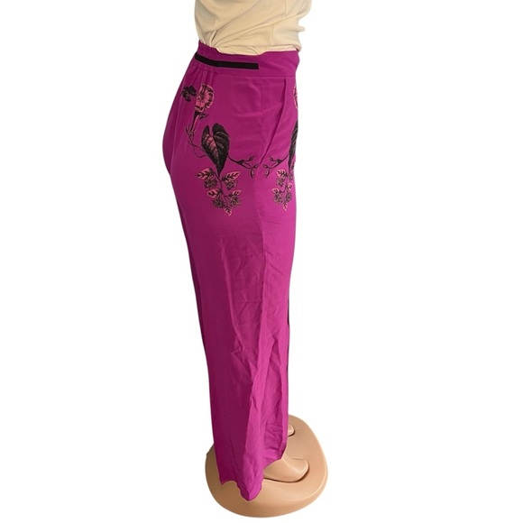 Etro Floral Wide Leg Silk Pants Purple - Picture 7 of 10